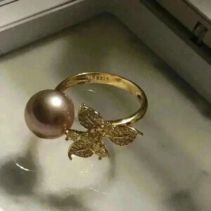 10mm Custom Made Genuine Pearl Clover Ring
